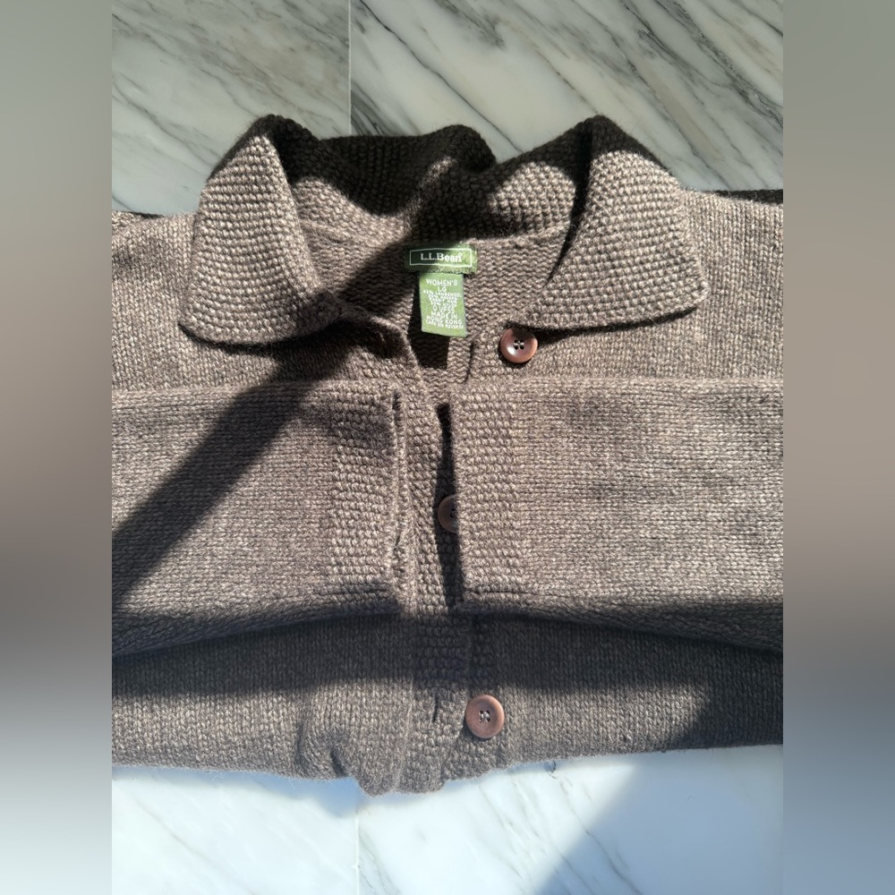 L.L. Bean Women's Dark Charcoal Button-Up Collar Cardigan - Picture 10 of 12